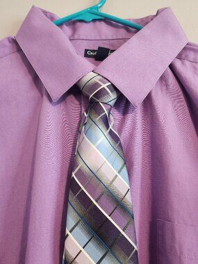 2/$15 Men's Purple Dress Shirt and Tie Combo - 3xb 19 1/2 - 20 Neck